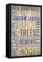 Squam Lake, New Hampshire - Barnwood Typography-Lantern Press-Framed Stretched Canvas