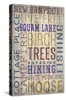 Squam Lake, New Hampshire - Barnwood Typography-Lantern Press-Stretched Canvas