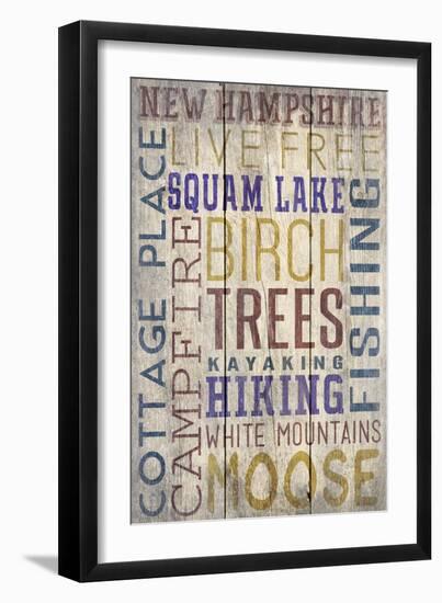 Squam Lake, New Hampshire - Barnwood Typography-Lantern Press-Framed Art Print