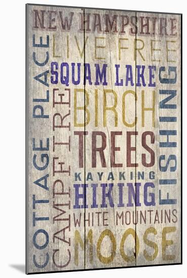 Squam Lake, New Hampshire - Barnwood Typography-Lantern Press-Mounted Art Print