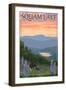 Squam Lake, New Hampshire - Bears and Spring Flowers-Lantern Press-Framed Art Print