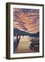 Squam Lake, New Hampshire - Dock and Sunset-Lantern Press-Framed Art Print