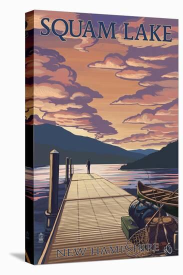 Squam Lake, New Hampshire - Dock and Sunset-Lantern Press-Stretched Canvas