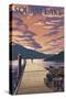 Squam Lake, New Hampshire - Dock and Sunset-Lantern Press-Stretched Canvas