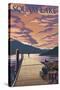 Squam Lake, New Hampshire - Dock and Sunset-Lantern Press-Stretched Canvas