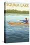 Squam Lake, New Hampshire - Kayak Scene-Lantern Press-Stretched Canvas