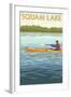 Squam Lake, New Hampshire - Kayak Scene-Lantern Press-Framed Art Print