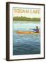 Squam Lake, New Hampshire - Kayak Scene-Lantern Press-Framed Art Print