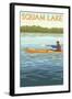 Squam Lake, New Hampshire - Kayak Scene-Lantern Press-Framed Art Print