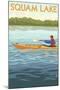 Squam Lake, New Hampshire - Kayak Scene-Lantern Press-Mounted Art Print