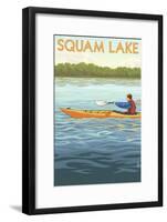 Squam Lake, New Hampshire - Kayak Scene-Lantern Press-Framed Art Print