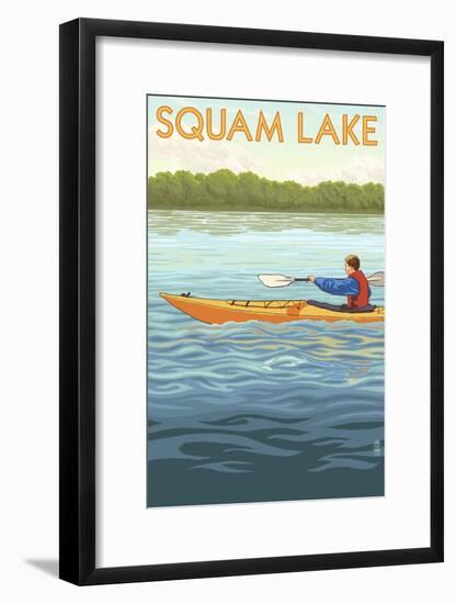 Squam Lake, New Hampshire - Kayak Scene-Lantern Press-Framed Art Print