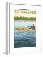 Squam Lake, New Hampshire - Kayak Scene-Lantern Press-Framed Art Print