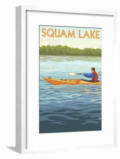 Squam Lake, New Hampshire - Kayak Scene-Lantern Press-Framed Art Print