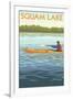 Squam Lake, New Hampshire - Kayak Scene-Lantern Press-Framed Art Print