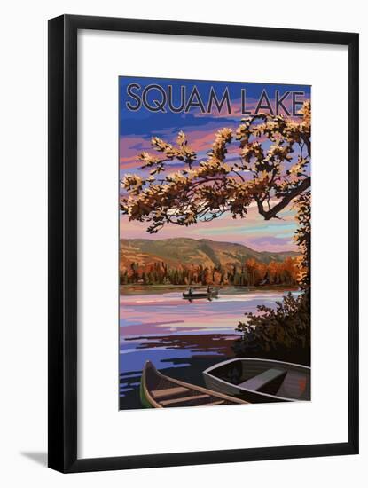 Squam Lake, New Hampshire - Lake at Dusk-Lantern Press-Framed Art Print