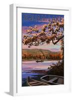 Squam Lake, New Hampshire - Lake at Dusk-Lantern Press-Framed Art Print