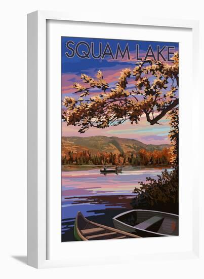 Squam Lake, New Hampshire - Lake at Dusk-Lantern Press-Framed Art Print