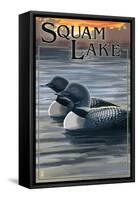 Squam Lake, New Hampshire - Loon Scene-Lantern Press-Framed Stretched Canvas