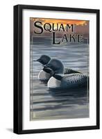 Squam Lake, New Hampshire - Loon Scene-Lantern Press-Framed Art Print