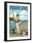 Squam Lake, New Hampshire - Pinup Girl Fishing-Lantern Press-Framed Art Print