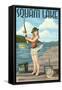 Squam Lake, New Hampshire - Pinup Girl Fishing-Lantern Press-Framed Stretched Canvas