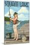 Squam Lake, New Hampshire - Pinup Girl Fishing-Lantern Press-Mounted Art Print