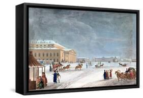 Square and the Grand Theatre at St Petersburg, 1817-John Clark-Framed Stretched Canvas