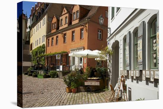 Square at the Cafe Ziegler in the Old Town of Mei§en-Uwe Steffens-Stretched Canvas