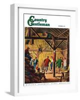 "Square Dance in the Barn," Country Gentleman Cover, November 1, 1947-W.W. Calvert-Framed Giclee Print