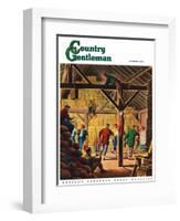 "Square Dance in the Barn," Country Gentleman Cover, November 1, 1947-W.W. Calvert-Framed Giclee Print