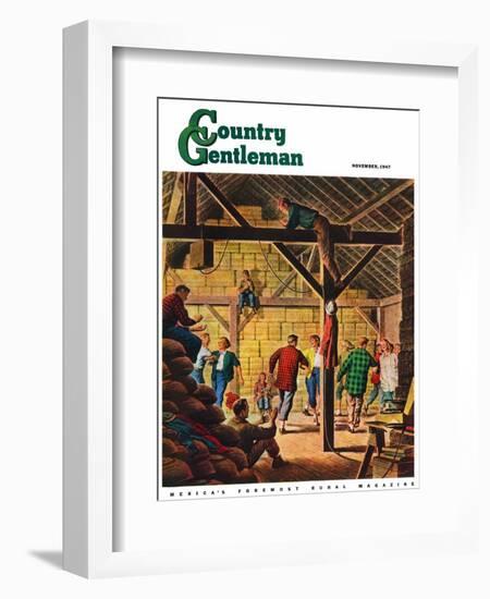 "Square Dance in the Barn," Country Gentleman Cover, November 1, 1947-W.W. Calvert-Framed Giclee Print