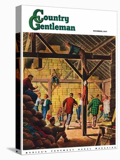 "Square Dance in the Barn," Country Gentleman Cover, November 1, 1947-W.W. Calvert-Stretched Canvas