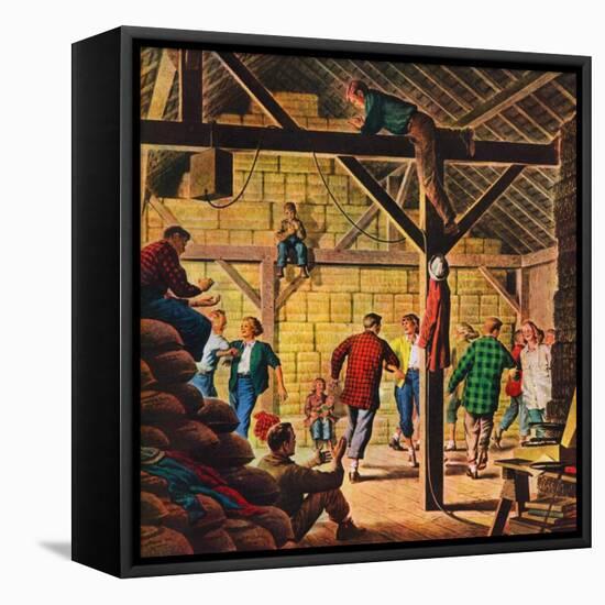 "Square Dance in the Barn,"November 1, 1947-W.W. Calvert-Framed Stretched Canvas