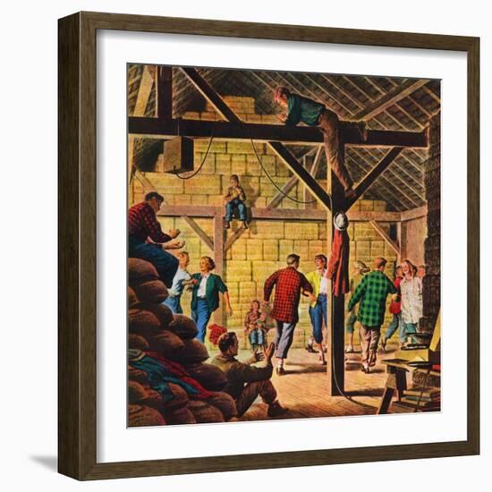 "Square Dance in the Barn,"November 1, 1947-W.W. Calvert-Framed Giclee Print