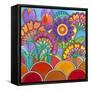 Square Flowers-Carla Bank-Framed Stretched Canvas