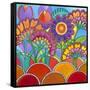 Square Flowers-Carla Bank-Framed Stretched Canvas