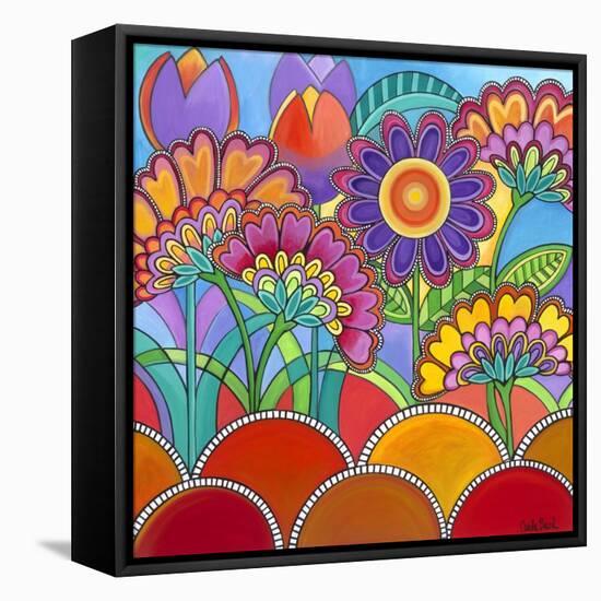 Square Flowers-Carla Bank-Framed Stretched Canvas