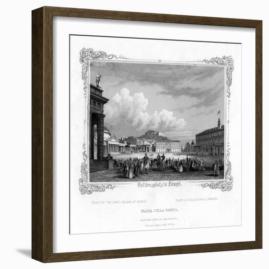Square in Front of the King's Palace at Naples, Italy, 19th Century-J Poppel-Framed Giclee Print