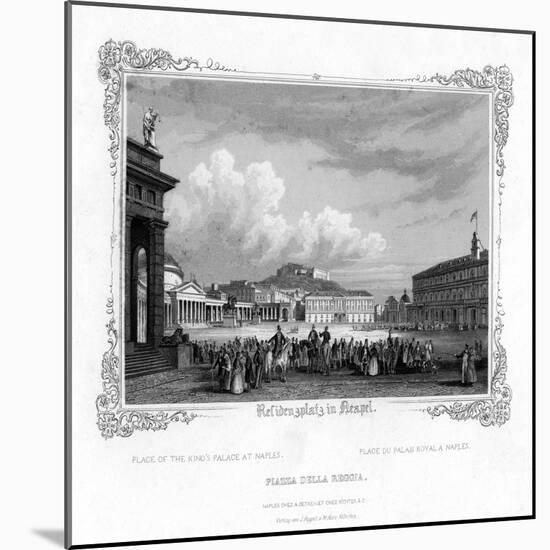 Square in Front of the King's Palace at Naples, Italy, 19th Century-J Poppel-Mounted Giclee Print