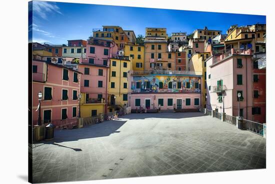 Square in Riomaggiore, Cinque Terre, Liguria, Italy-George Oze-Stretched Canvas