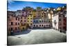 Square in Riomaggiore, Cinque Terre, Liguria, Italy-George Oze-Stretched Canvas