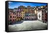 Square in Riomaggiore, Cinque Terre, Liguria, Italy-George Oze-Framed Stretched Canvas