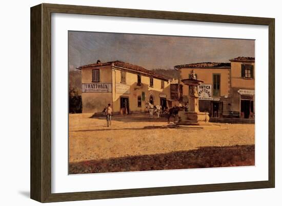 Square in Settignano-Telemaco Signorini-Framed Art Print