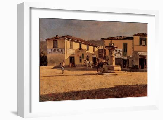 Square in Settignano-Telemaco Signorini-Framed Art Print