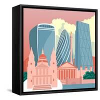 Square Mile Cityscape-Claire Huntley-Framed Stretched Canvas