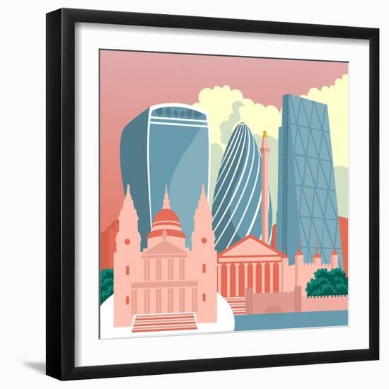 Square Mile Cityscape-Claire Huntley-Framed Giclee Print