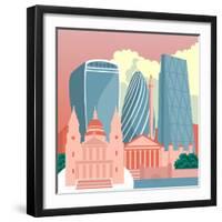 Square Mile Cityscape-Claire Huntley-Framed Giclee Print