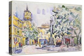 Square of the Hotel De Ville in Aix-En-Provence, Early 20th Century-Paul Signac-Stretched Canvas