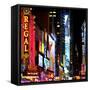 Square View, Urban Scene by Night at Times Square, Buildings by Night, Manhattan, New York, US, USA-Philippe Hugonnard-Framed Stretched Canvas